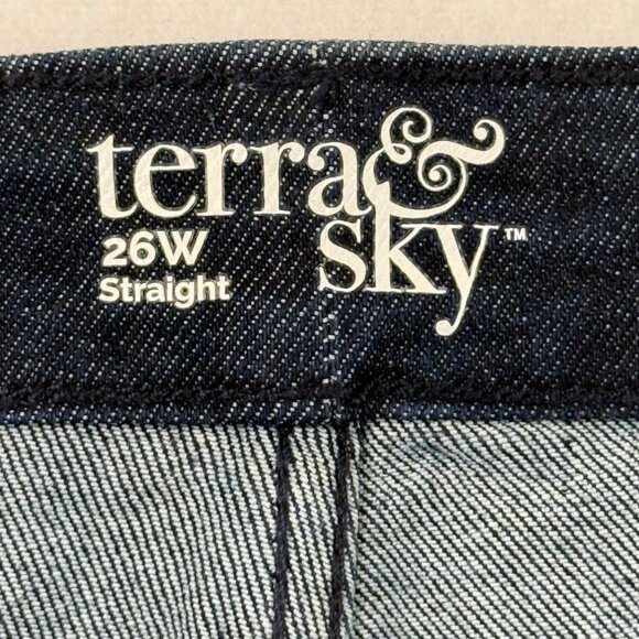 NWT Terra & Sky Women Core Straight High Rise Stretch Navy Denim Jeans Plus 26W - Picture 6 of 11